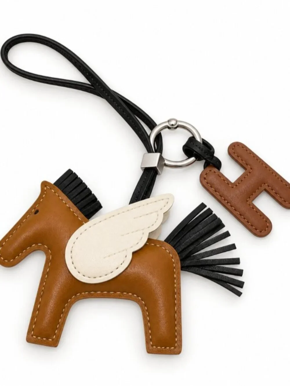 Equestrian Winged Horse Pegasus & H Bag Charm Keychain Set 0894